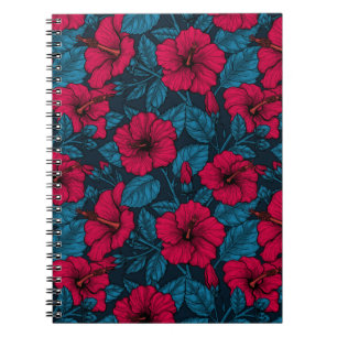 Red hibiscus flowers notebook