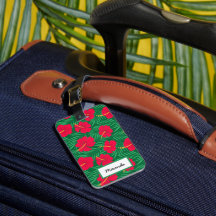 Red Hibiscus Flowers on Tropical Leaves Custom 