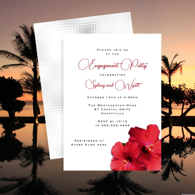 Red Hibiscus Flowers Pre-wedding Party Invitation (Creator Uploaded)