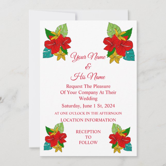 Red Hibiscus Flowers Thunder_Cove  Invitation (Front)