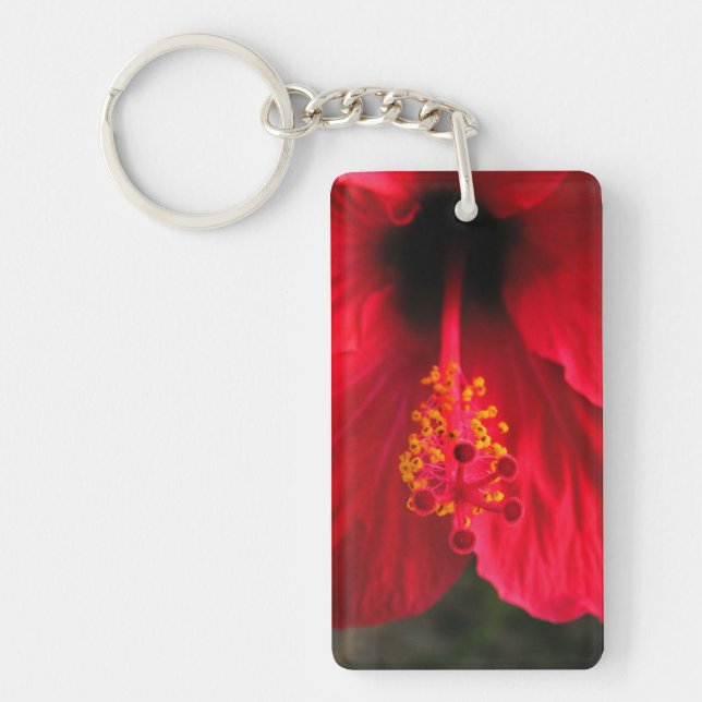 Red hibiscus key ring (Front)