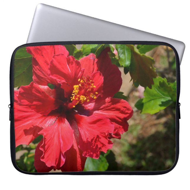 Red Hibiscus Laptop Sleeve (Front)