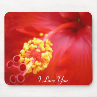 Red Hibiscus Mousepad - Your Text!