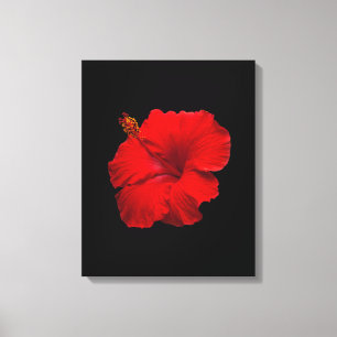 Red Hibiscus on Black - Customised Template Canvas Print