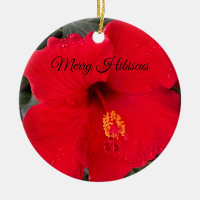 Red Hibiscus Ornament (Front)