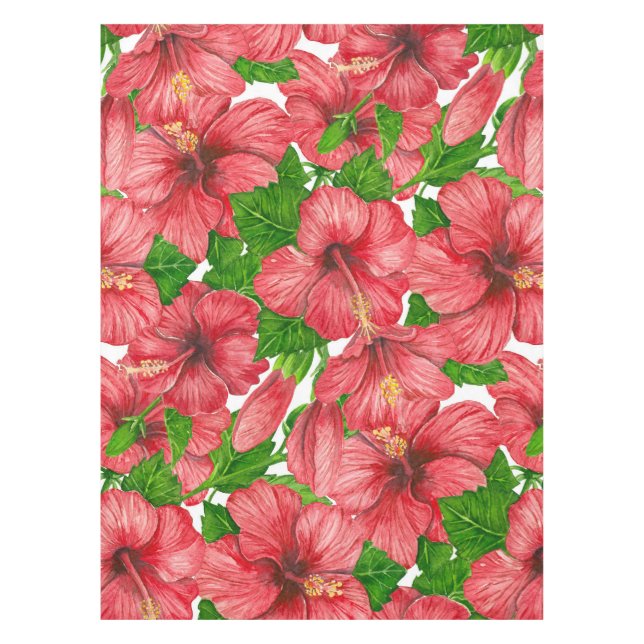 Red hibiscus pattern II Tablecloth (Front)