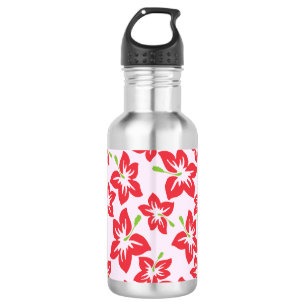 Red Hibiscus, Red Flowers, Pattern Of Flowers 532 Ml Water Bottle