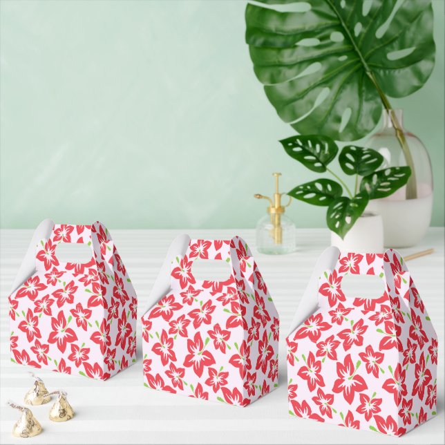 Red Hibiscus, Red Flowers, Pattern Of Flowers Favour Box (Multiple)