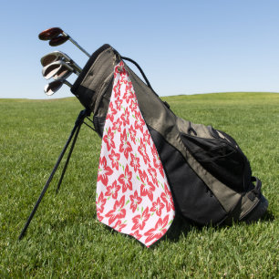 Red Hibiscus, Red Flowers, Pattern Of Flowers Golf Towel