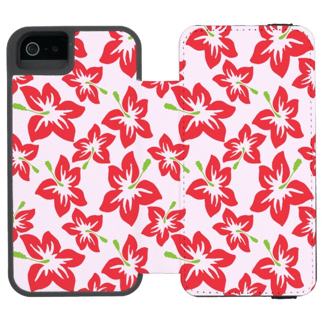 Red Hibiscus, Red Flowers, Pattern Of Flowers Incipio iPhone Wallet Case (Folio Open)