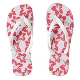 Red Hibiscus, Red Flowers, Pattern Of Flowers Jandals