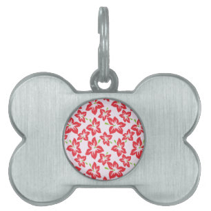 Red Hibiscus, Red Flowers, Pattern Of Flowers Pet ID Tag