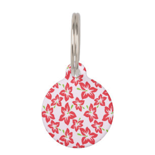Red Hibiscus, Red Flowers, Pattern Of Flowers Pet Tag