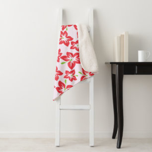 Red Hibiscus, Red Flowers, Pattern Of Flowers Sherpa Blanket