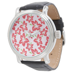 Red Hibiscus, Red Flowers, Pattern Of Flowers Watch