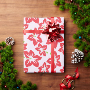 Red Hibiscus, Red Flowers, Pattern Of Flowers Wrapping Paper