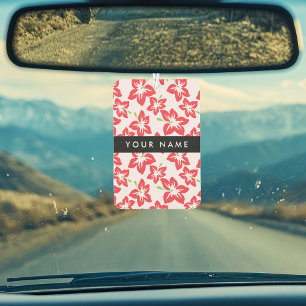 Red Hibiscus, Red Flowers, Your Name Car Air Freshener