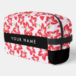Red Hibiscus, Red Flowers, Your Name Dopp Kit
