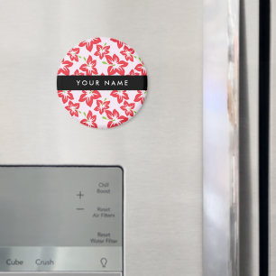 Red Hibiscus, Red Flowers, Your Name Magnet