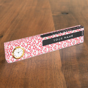 Red Hibiscus, Red Flowers, Your Name Nameplate