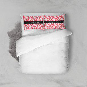 Red Hibiscus, Red Flowers, Your Name Pillowcase