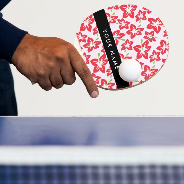 Red Hibiscus, Red Flowers, Your Name Ping Pong Paddle (Insitu)