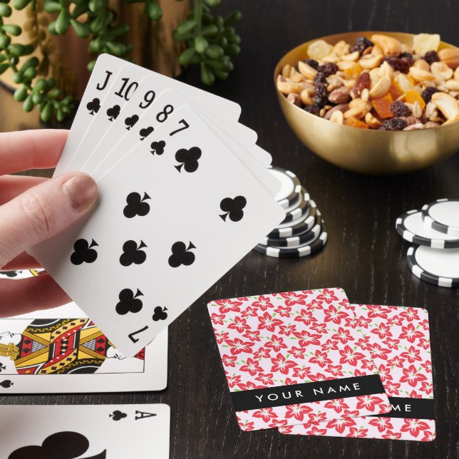 Red Hibiscus, Red Flowers, Your Name Playing Cards (In Situ)