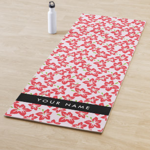 Red Hibiscus, Red Flowers, Your Name Yoga Mat