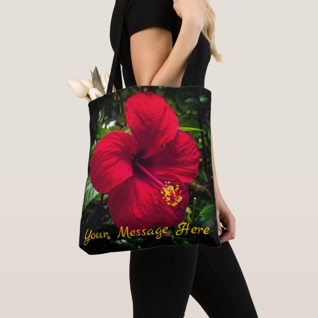 "Red Hibiscus" Tote Bag (Close Up)