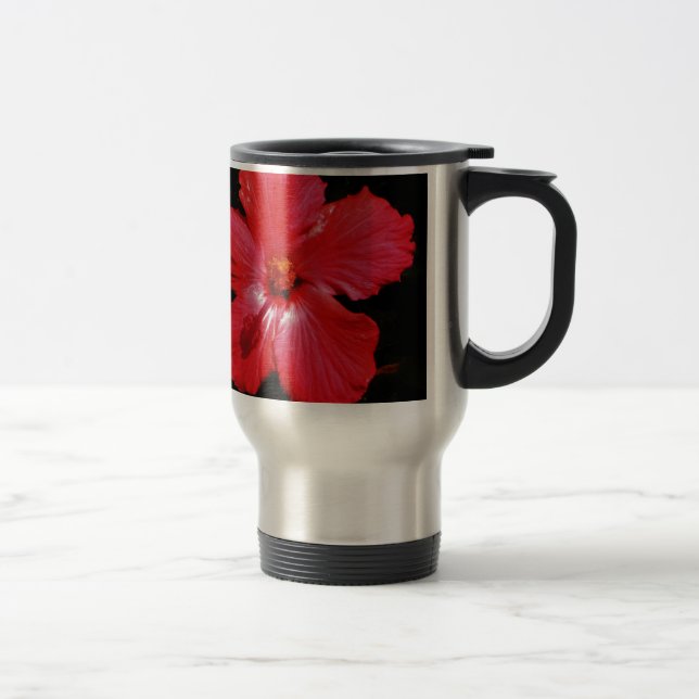 Red Hibiscus Travel Mug (Right)