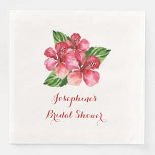 Red Hibiscus Tropical Bridal Shower Personalised Napkin