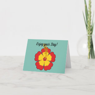 Red Hibiscus Tropical Flower   Add Your Text Card