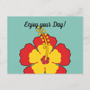 Red Hibiscus Tropical Flower Add Your Text Postcard