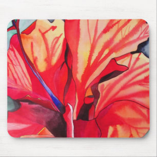 Red Hibiscus tropical flower art Mouse Pad