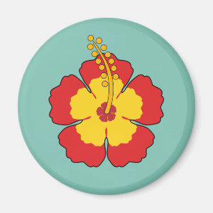 Red Hibiscus Tropical Flower Magnet