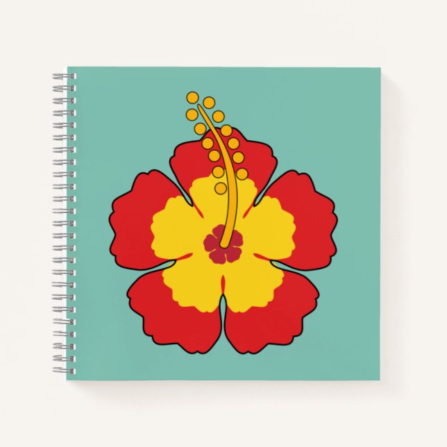 Red Hibiscus Tropical Flower Notebook (Front)
