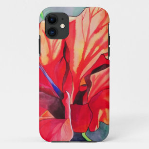 Red Hibiscus tropical flower watercolor art Case-Mate iPhone Case