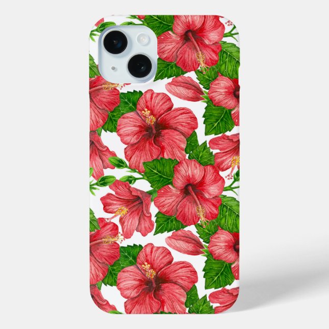 Red hibiscus watercolor pattern Case-Mate iPhone case (Back)