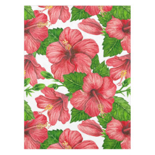 Red hibiscus watercolor pattern tablecloth