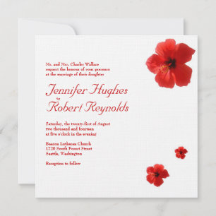 Red Hibiscus Wedding Invitation