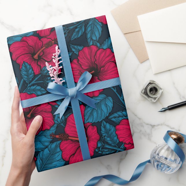 Red hibiscus wrapping paper (Gifting)