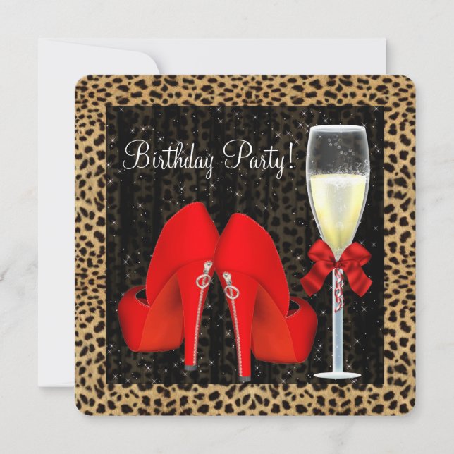 Red High Heel Shoes Birthday Party Invitation (Front)