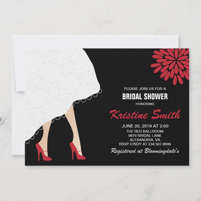 Red High Heel Shoes Bridal Shower Invitation (Front)
