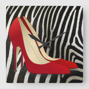 red high heel shoes clock