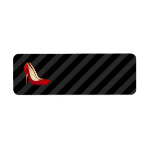 red high heel shoes label
