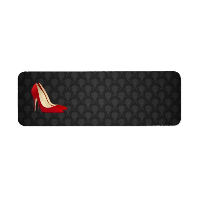 red high heel shoes label (Front)