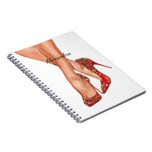Red High Heel Shoes Legs Notebook