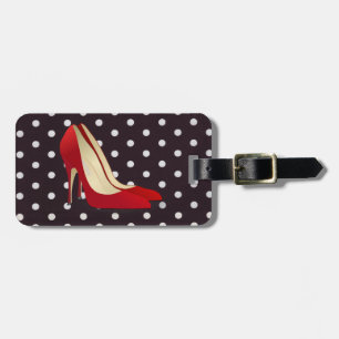 red high heel shoes luggage tag