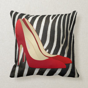 red high heel shoes pillow