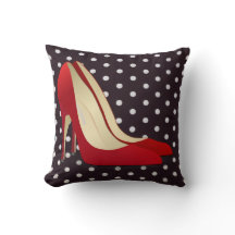 red high heel shoes pillow